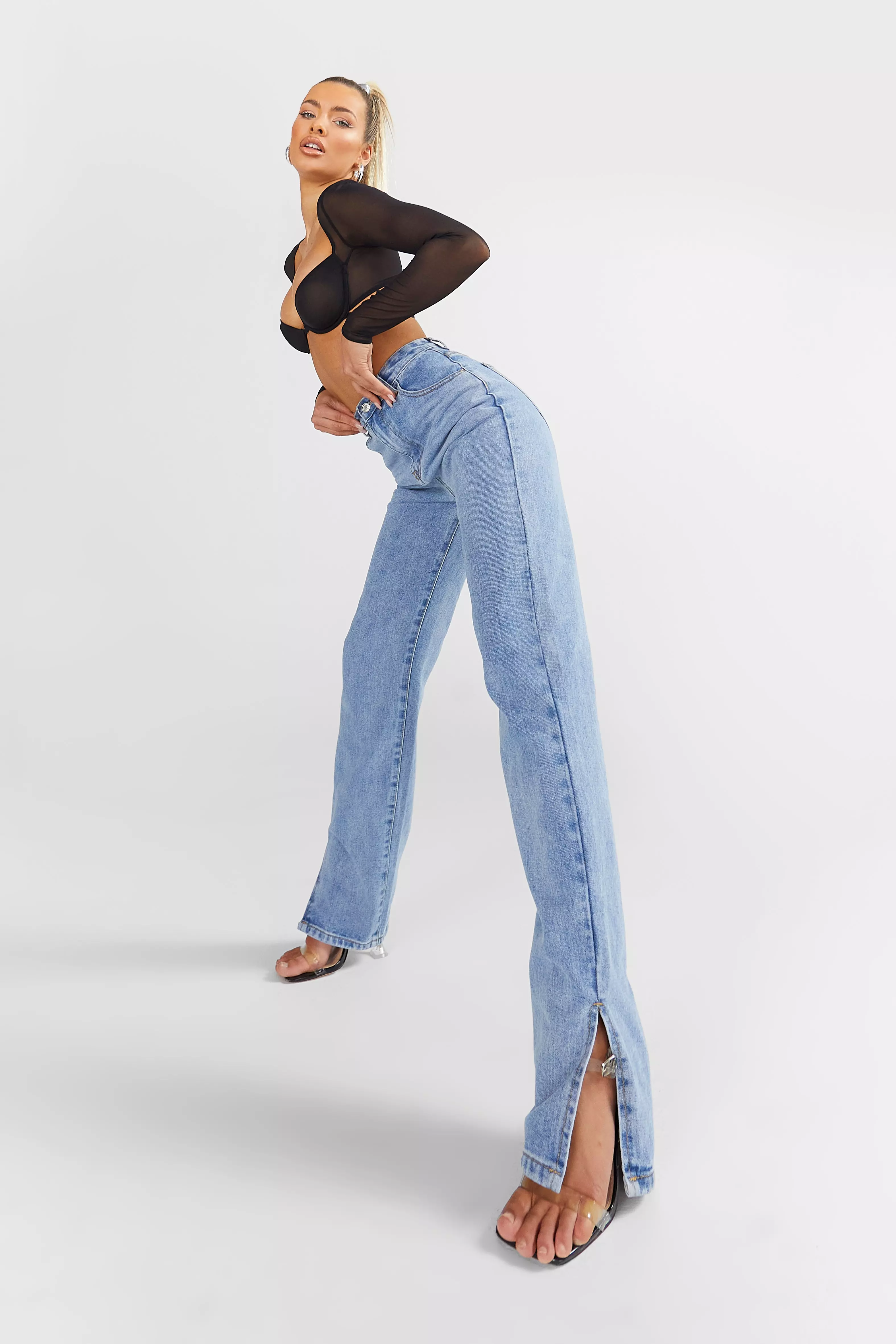 High waisted shops straight leg jean